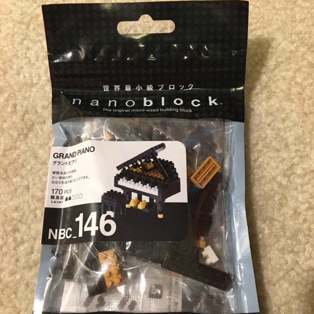 Black Grand Piano Nanoblock Micro Toy Building Blocks Set 170 Pcs Kawada NBC-146